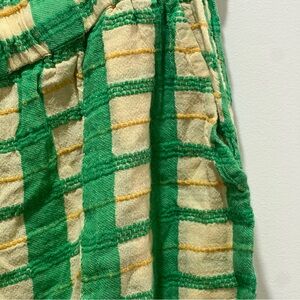 Free People Green and Cream Checkered Track Pants